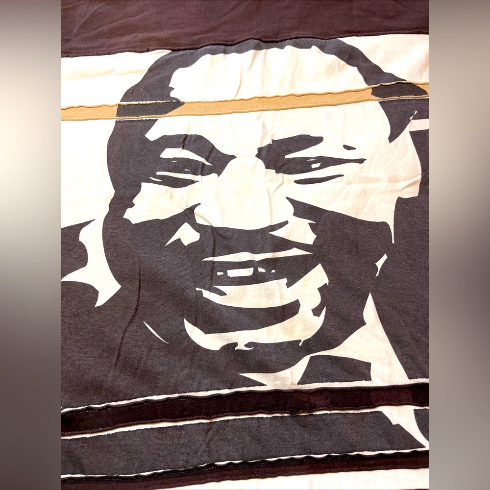 Martin Luther King Jr T shirt men’s 3XL Tan Brown striped Patchwork GRAFFITI MLK